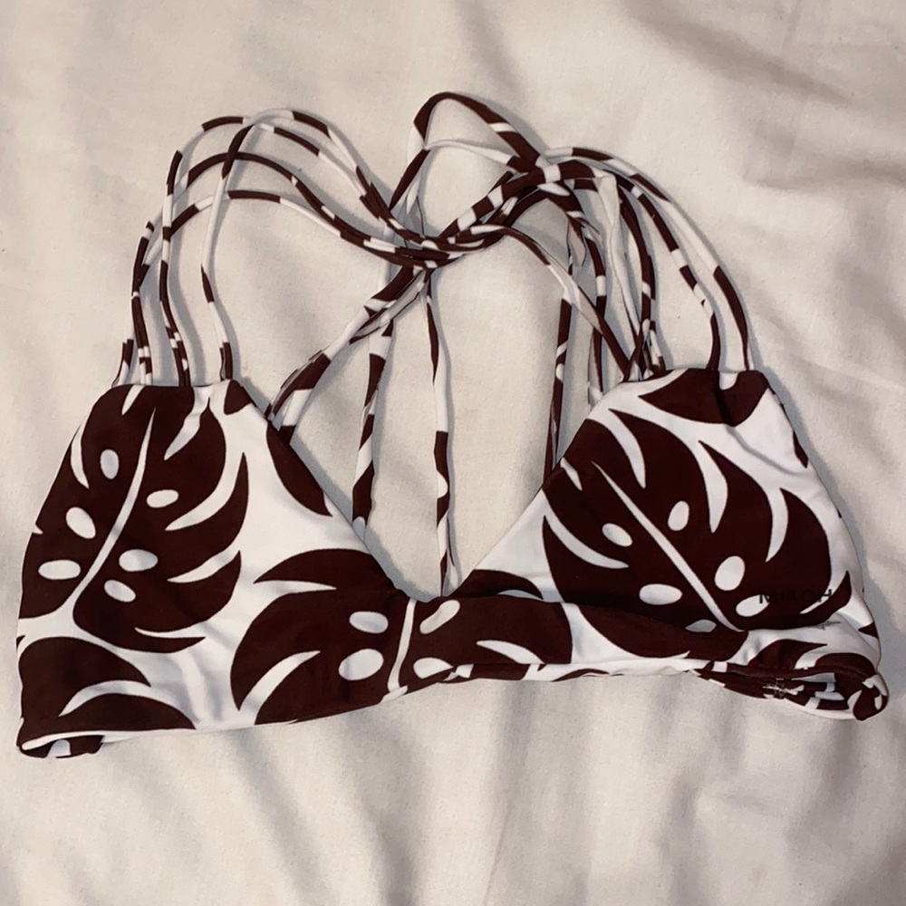 Mikoh Swim Bikini top Tamarindo Brown Tropical Leaf